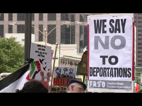 Over 100 rally outside of New Orleans ICE Office