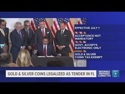 DeSantis signs bill to allow transactions using gold and silver in Florida