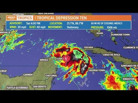 Tropical Depression 10 forms in Gulf, expected to be a hurricane at landfall early next week.