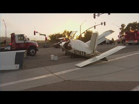 Small plane lands on busy road in San Marcos