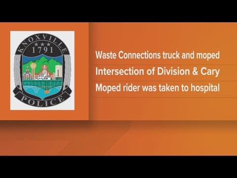 Moped rider critically injured after colliding with garbage truck in Knoxville
