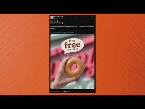 Krispy Kreme offers free glazed donuts in honor of Real ID deadline day