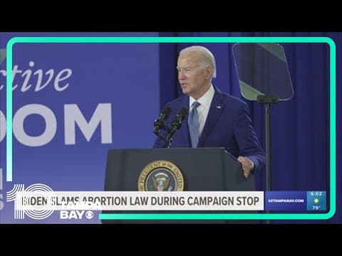 Biden slams abortion law during campaign stop in Tampa