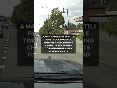 Seattle police pursue man who rammed Seattle fire truck multiple times