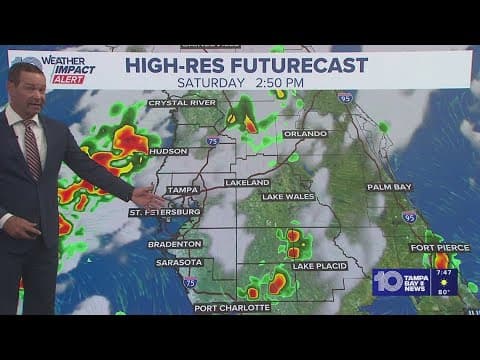 10 Tampa Bay Weather: Weather Impact Alert for today with scattered downpours