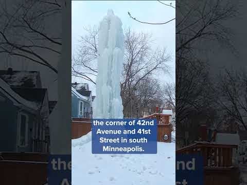 Man freezes 17-foot icicle in Minneapolis yard