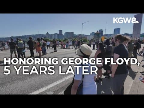 Burnside bridge again becomes site of George Floyd tribute in Portland