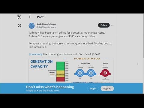 SWBNO Turbine 4 offline, flash flood warning issued by NOLA Ready