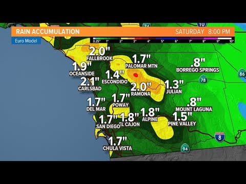 San Diego sees start of back to back storms Thursday morning with heavy rain, wind and mountain snow