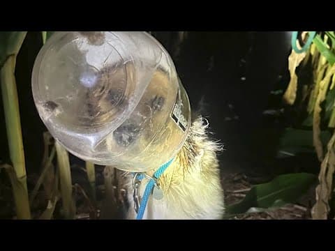 Drone team, volunteers save dog with jar stuck on its head