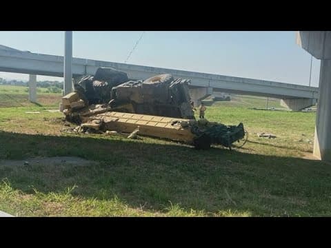 Crane goes over North Texas overpass, shutting down highway ramp, police say