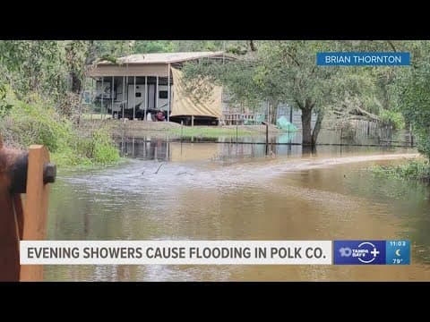 Evening showers cause flooding in Polk County