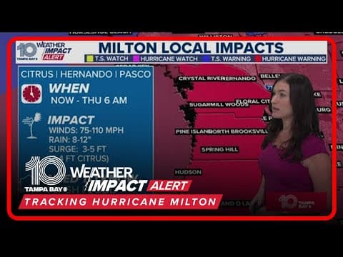 Updated county-by-county impacts for Tampa Bay ahead of Hurricane Milton