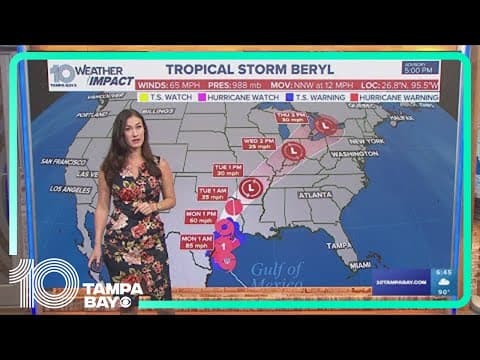 NHC: Tropical Storm Beryl expected to become hurricane by landfall early Monday morning