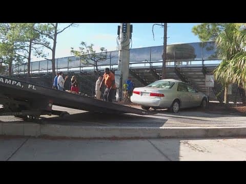 Driver crashes into bleachers at Plant High School in Tampa