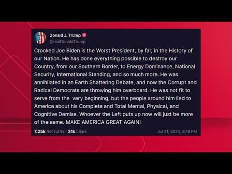 Former President Trump reacts to President Biden's decision to drop out of the race