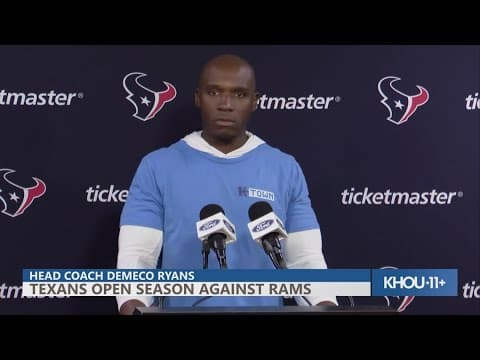 Texans coach DeMeco Ryans talks about the season opener against the Rams