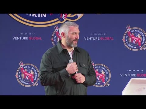 Ovechkin speaks to fans celebrating his goal record
