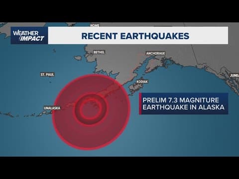 A tsunami warning is in effect along parts of Alaska's southern coast after 7.3 magnitude earthquake