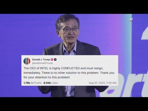 Intel's stock tumbles after Trump says its CEO must resign