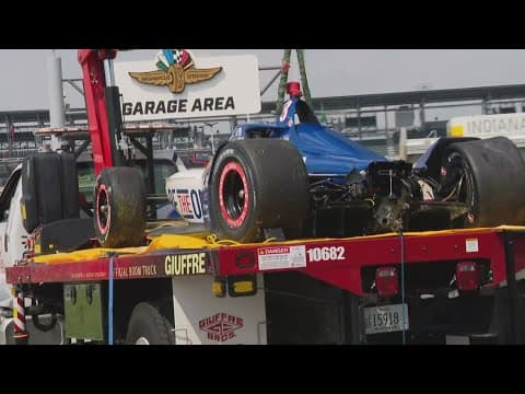 Linus Lundqvist hits the wall at Indy 500 practice