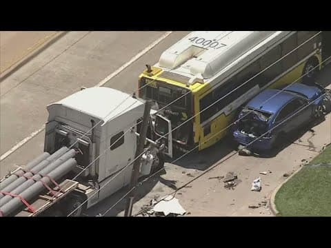 1 dead, several injured in chain reaction crash involving 18-wheeler, DART bus
