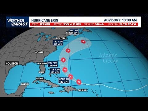 Meteorologist Pat Cavlin is tracking Hurricane Erin's path in the Atlantic, and a new spot behind it