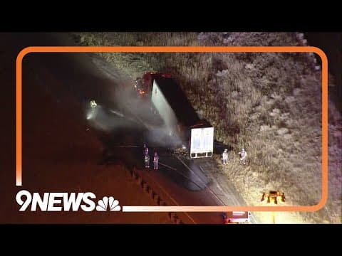 Semi truck carrying potatoes catches fire in Denver metro area