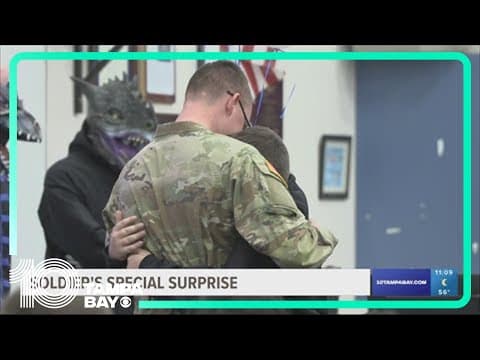 'Being away is tough': Soldier surprises little brother at Marshall Elementary School on his birthda