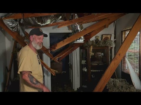 Tree collapses into family's home in Nort Texas after severe storms sweep the area