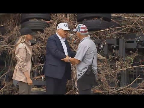 Trump visits Texas flood disaster area as search efforts continue