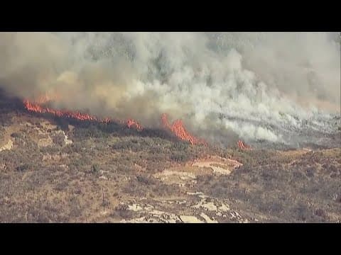 Fire crews battle brush fire near Dehesa