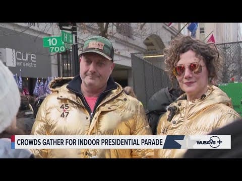 Large crowds gathered outside Capital One Arena ahead of Presidential Parade