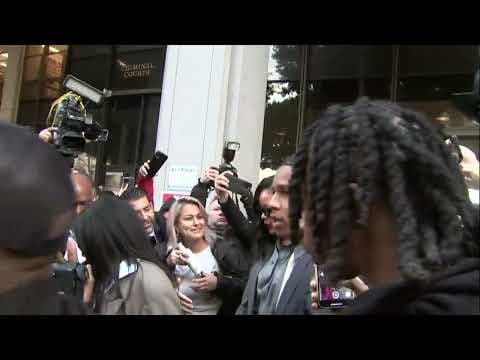 A$AP Rocky dives into Rihanna's arms as not guilty verdict is read at felony assault trial