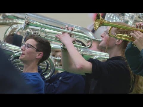 Avon High School marching band performing in Macy's Thanksgiving Day Parade