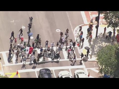 Aerial footage shows anti-ICE protests outside Tampa City Hall