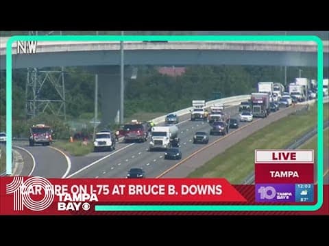 Car fire on I-75 at Bruce B Downs Boulevard