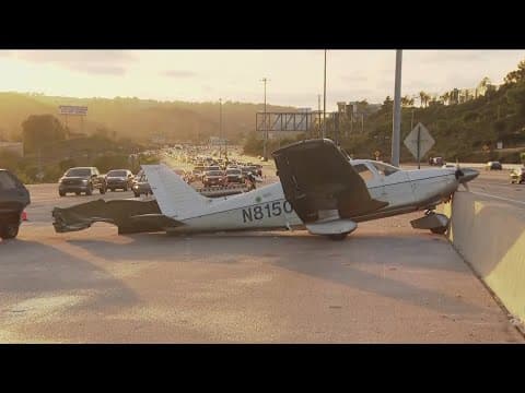 Small plane makes emergency landing on San Diego freeway