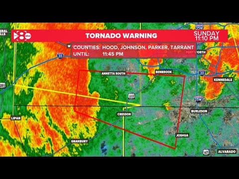 UPDATE: Tornado warning issued for parts of North Texas on Sunday