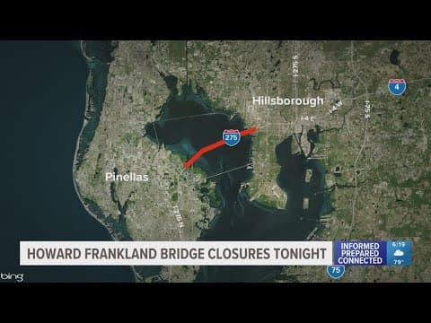 Northbound lanes of Howard Frankland Bridge closes overnight