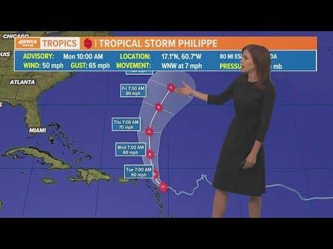 Monday noon tropical update: Tropical Storm Philippe to become a hurricane