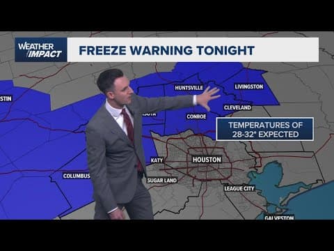 Freeze Warning issued for areas north, west of Harris County for Tuesday night, Wednesday morning
