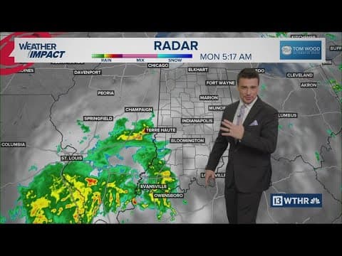 Widespread rain moving into Indiana this Monday AM | Timing showers and storms today