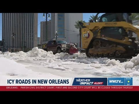 IV Waste helping remove snow in French Quarter