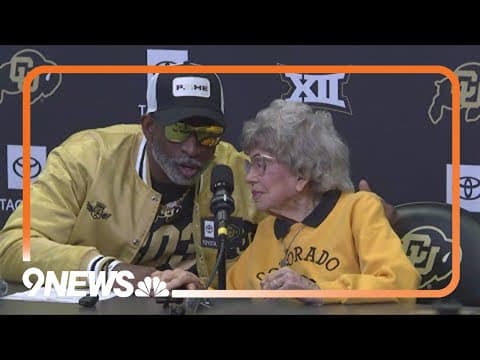 100-year-old CU fan Peggy Coppom joins Deion Sanders news conference