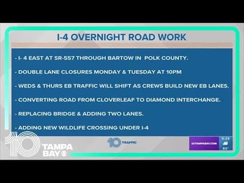 Delays on I-4 are expected through Thursday as crews work on $70M improvement project