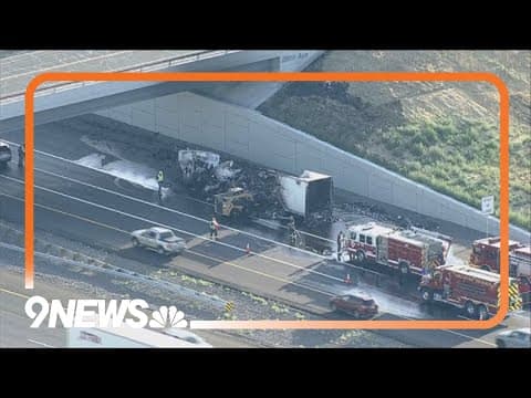 Truck burned out after fire on E-470 in Aurora