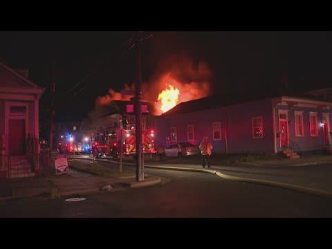 New Orleans firefighters battle house fire in Tremé