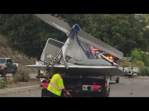 Small airplane crashes in Fallbrook, sparking brief fire and hours-long road closures
