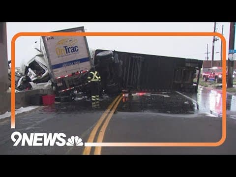 Commerce City road closed after semi crash